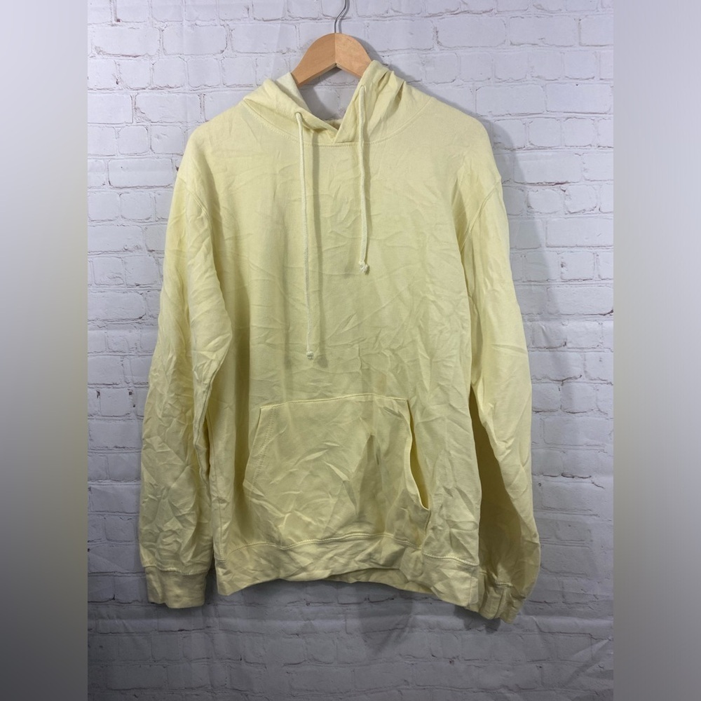 PERSAYA Fleece Hoodie Women Size Medium Pastel Yellow Oversized Casual